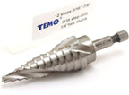 TEMO M35 Cobalt Spiral Flute Step Drill, 12 Size 3/16 Inch To 7/8 Inch, 1/4 Inch Hex Shank