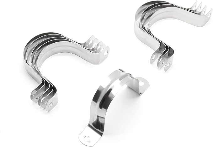 10Pcs 1-3/4 Inch Stainless Steel Conduit Clamps, Two Hole Strap U Bracket Rigid Pipe Strap Metal U Clamp Conduit Strap Tension Clips U-tube Clamp Heavy Duty