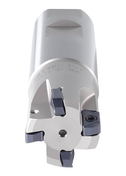 Accusize Industrial Tools 1" High Feed Indexable End Mill, 1" Shank, 4 Flutes, with LNMU030312R-JM Inserts, HFEM-0001