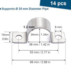 1-3/8 Inch Stainless Steel Conduit Clamps Two Hole Pipe Clamps Metal U Bracket Conduit Fixing Clips, Universal Clamp for Cylindrical Components - Fits OD 35 mm (Approx.1-3/8") | 14 Pcs