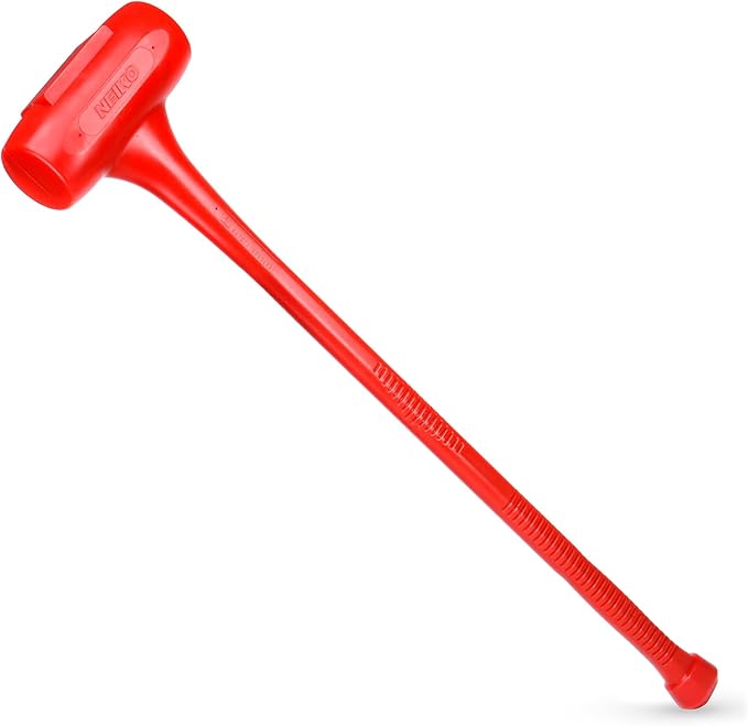 NEIKO 02884B 9 Lb Dead Blow Hammer, 30” Long, Red, Unibody Molded, Ergonomic Textured Handle, Spark and Rebound Resistant, One Piece Steel Core, 3 Inch Head