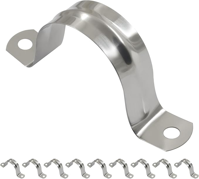 Hordion 10Pcs 1-9/16" Two Hole Strap U Bracket, M40 Rigid Pipe Strap Stainless Steel Conduit Clamp for Fixing Pipe