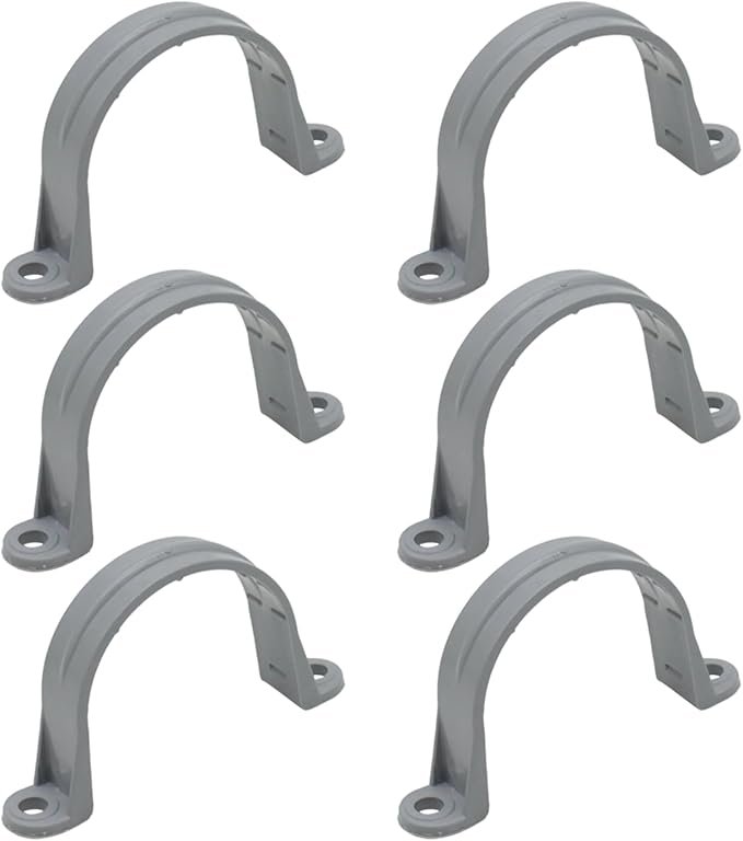 2 Inch 6pcs PVC Pipe Straps Reliable 2-Hole Plastic Conduit Clamps for Secure and Organized Mounting of PVC Pipes Conduits, and Cables UL Certified for Safety