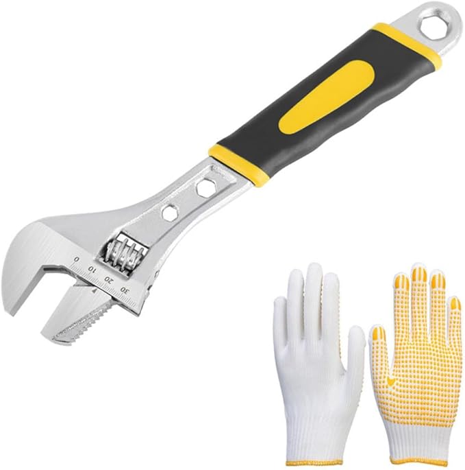 szhdxsy 12 inch pipe adjustable multifunctional wrench，3-in-1 Spanner with Box End/Hex Function， Adjustable Wrench，Portable labor-saving wrench, Movable Jaw,