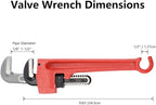 10" Double-Ended Valve Wrench for Refinery Pipes; 1/8" - 1 1/2" Heavy-Duty Adjustable Pipe Wrench; 1/2" Opening Valve Wheel Wrenches (10 INCH)