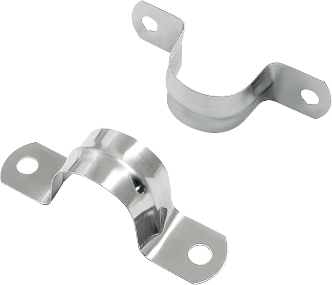 Hordion 30Pcs 1" Two Hole Strap U Bracket, M25 Rigid Pipe Strap Stainless Steel Conduit Clamp for Fixing Pipe