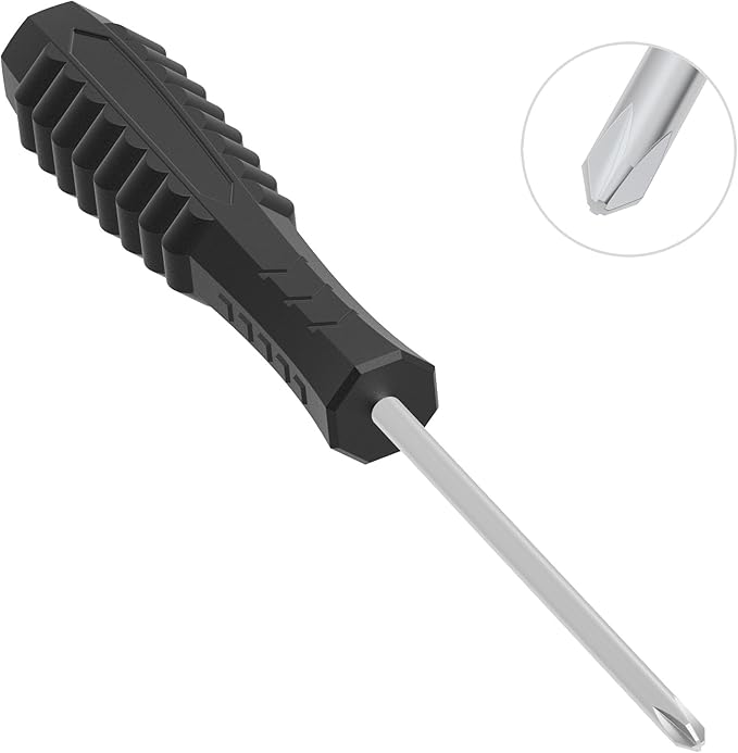 5PCS Mini Phillips Screwdriver, 3mm Cross Head with Black Non-slip Handle for Small Appliances, 4"(100mm) Total Length, Non-magnetic
