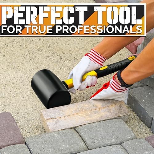 16 Oz Rubber Mallet Hammer - Rubber Hammer Mallet with Durable and Ergonomic Handle, Anti-Vibrating Design For Efficient Work - Good for DIY, Woodworking, Flooring, Camping and More