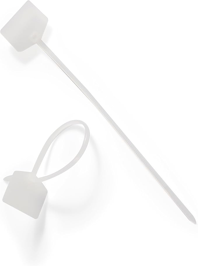 6 in Marker Nylon Cable Ties, Plastic Water Proof Tags, Self-Locking Written-on Cable Marker, Security Seals Label for Cabling, Wire Marking Label, Shipping Hanging Tags - White/ 100pcs