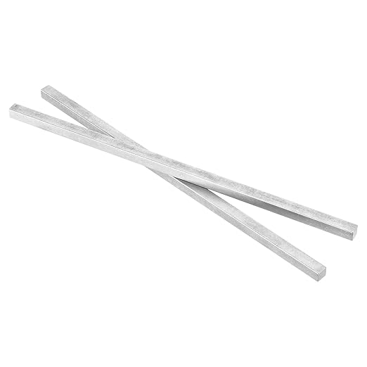 uxcell 2 Pcs Square Steel Key Stock, 3/8" x 3/8" x 12" Cold-Drawn 45# Steel Bars Precision Key Stock for Gearbox Coupling, Silver Tone