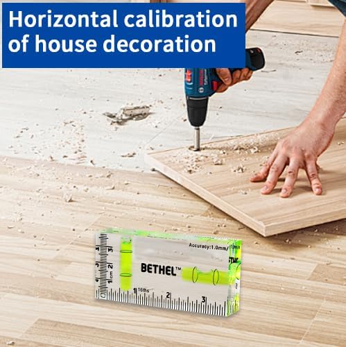 BETHEL Pocket Bubble Level - Mini 90°/180° Spirit Level with Shatterproof Design, High Accuracy for Picture Hanging, DIY Projects, Construction - Compact 95x40x15mm Layout Tool