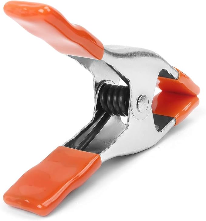 PONY 6-inch Heavy Duty Spring Clamps Set, 2-inch Jaw Opening, Nickel-plated Steel Spring Clips Clamps with Protected Rubber Handles and Tips, 6-Pack