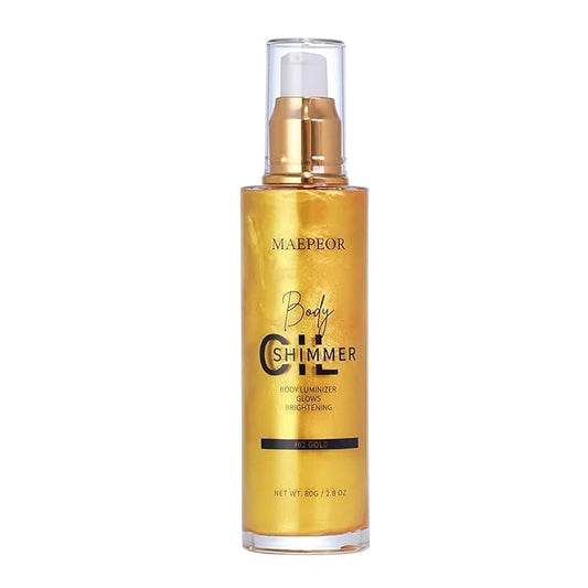 MAEPEOR Shimmer Body Luminizer 5 Colors Moisturizing Glow Illuminator Smooth and Non-sticky Summer Body Highlighter For Face & Body (80ML, 02 Gold)-VeraVaultWomen