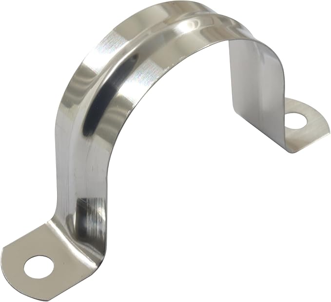 Hordion 10Pcs 1-3/4" Two Hole Strap U Bracket, M45 Rigid Pipe Strap Stainless Steel Conduit Clamp for Fixing Pipe