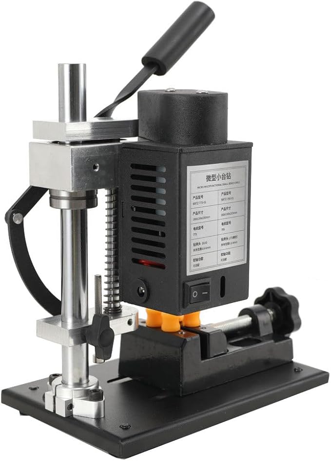 Mini Bench Drill Press, Small Benchtop Drilling Machine Electric Portable Table Driller, Adjustable 7-Speed, B10 Chuck, Drill Bit and Clamp, Metal Wooden DIY Jewelry Making Crafts Tool