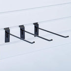 KINGDOM SOLUTIONS – 24-Pack Black Metal Slatwall Hooks (12x 4, 12x 6) – Heavy-Duty Slat Wall Accessories for Garage Organization, Retail Displays & Tool Storage Systems