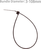 XINGO 100PCS Cable Zip Ties Heavy Duty, Premium Nylon Plastic Wire Ties with 50 Pounds Tensile Strength, Self-Locking Black Nylon Zip Ties for Indoor and Outdoor (16 inch, Brown)