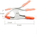 PONY 6-inch Heavy Duty Spring Clamps Set, 2-inch Jaw Opening, Nickel-plated Steel Spring Clips Clamps with Protected Rubber Handles and Tips, 6-Pack
