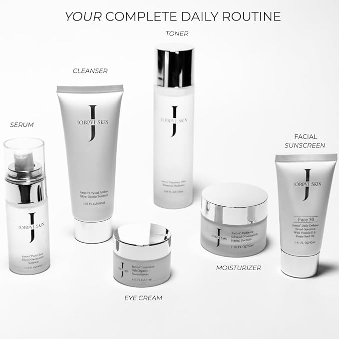 Jorovi Beauty Comprehensive Skincare Set -6- Piece Regimen with Cleanser, Toner, Face Serum, Eye Cream, Facial Moisturizer, and SPF 50 Lotion Kit for Women & Teens (Skin care Gift Set)