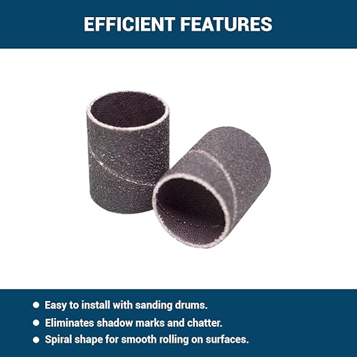 Benchmark Abrasives 1.5" x 1.5" Aluminum Oxide Abrasive Spiral Bands for Rotary Tools, Drum Sleeves for Sanding Deburring Blending Polishing on Metals Plastic Wood Rubber (10 Pack) - 36 Grit