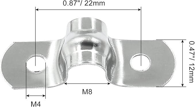 Hordion 50Pcs 5/16" Two Hole Strap U Bracket, M8 Rigid Pipe Strap Stainless Steel Conduit Clamp for Fixing Pipe