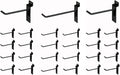 KINGDOM SOLUTIONS – 24-Pack Black Metal Slatwall Hooks (12x 4, 12x 6) – Heavy-Duty Slat Wall Accessories for Garage Organization, Retail Displays & Tool Storage Systems