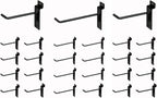 KINGDOM SOLUTIONS – 24-Pack Black Metal Slatwall Hooks (12x 4, 12x 6) – Heavy-Duty Slat Wall Accessories for Garage Organization, Retail Displays & Tool Storage Systems