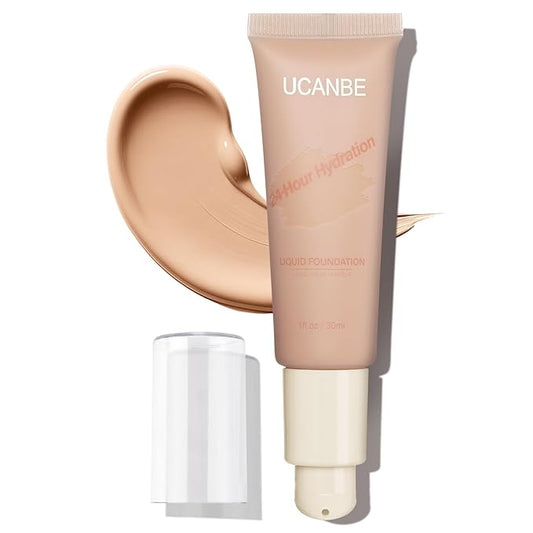 UCANBE Matte Liquid Foundation Makeup, Medium to Full Coverage Waterproof Longwear Serum Cream Foundation for Combination & Oily Mature Skin, Lightweight Hydrating Nourishing, Classic Ivory, 1 fl. oz.-VeraVaultWomen
