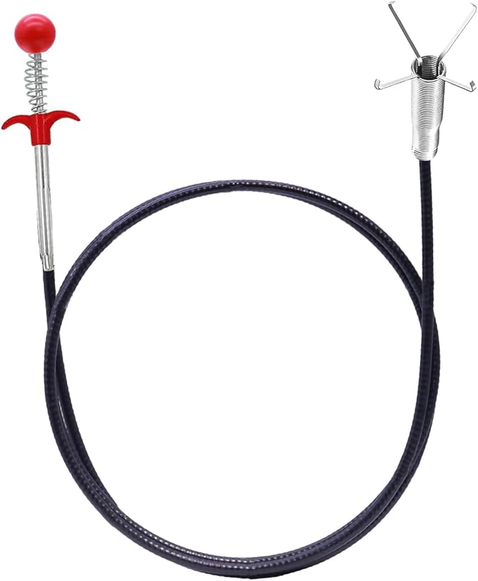 Drain Snake, 61 inch plumbing snake，Sink Snake Drain Clog Remover for Sewer Kitchen Bathroom