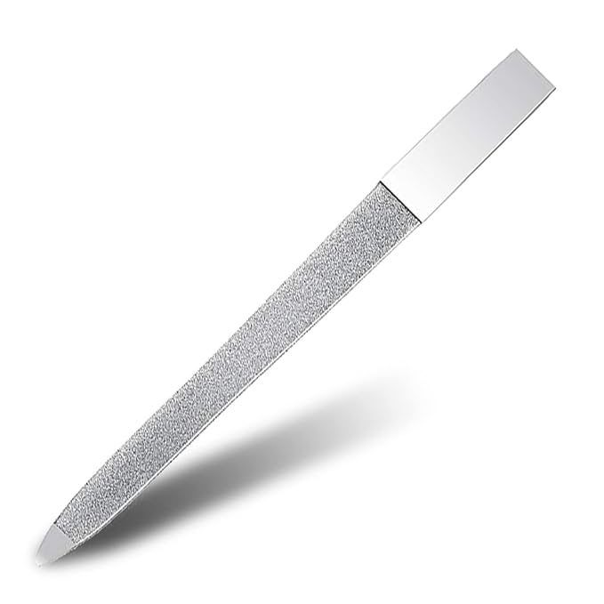 1 PCS Diamond Nail File Double Sided Metal Fingernail Manicure Files for Polish Nail, Removes Nail Ridges 5 Inches