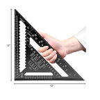 Carpenter Square 12-inch Layout Tool Alloy Metal Triangle Ruler Protractor,Black(MER)
