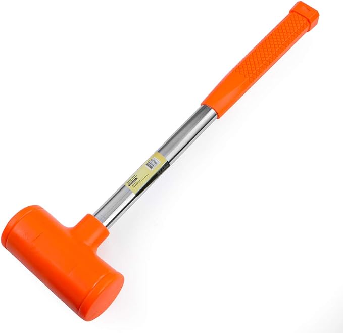Stark USA 6-Pounds Dead Blow Hammer 6-lbs with Non-Slip Unibody Molded | Checkered Grip | Spark and Rebound Resistant, Orange