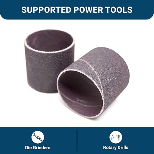 Benchmark Abrasives 1.5" x 1.5" Aluminum Oxide Abrasive Spiral Bands for Rotary Tools, Drum Sleeves for Sanding Deburring Blending Polishing on Metals Plastic Wood Rubber (10 Pack) - 36 Grit