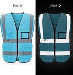 BeautyWill Custom Safety Vest Customized Logo Class 2 High Visibility Reflective Vest with Pockets Construction workwear
