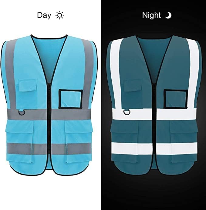 BeautyWill Custom Safety Vest Customized Logo Class 2 High Visibility Reflective Vest with Pockets Construction workwear