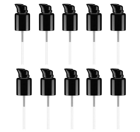 10PCS 410/20mm Plastic Replacement Pump Top Head Cosmetic Liquid Foundation Makeup Pump Replacement with Rotate Lock and Cover for Foundation Lotion Essence (Black)-VeraVaultWomen