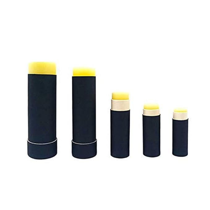 10 Pcs 1 Oz Paperboard Lip Balm Tubes Cardboard Krafts Paper Lipstick Tube Empty Lip Gloss Container Refillable Paper Round Solid Perfume Tube Chapstick Tube DIY Cosmetic Deodorant (Black)-VeraVaultWomen