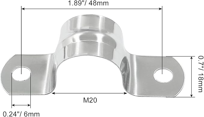 Hordion 30Pcs 3/4" Two Hole Strap U Bracket, M20 Rigid Pipe Strap Stainless Steel Conduit Clamp for Fixing Pipe