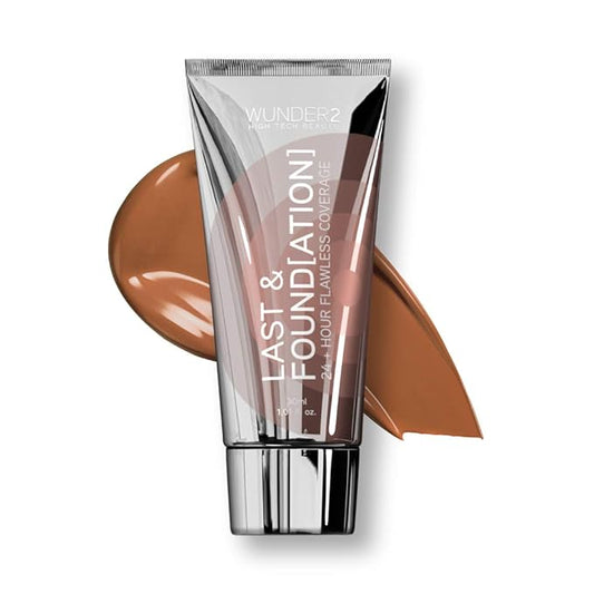 WUNDERBROW Full Coverage Foundation, Last & Found[ation] – Buildable Full Coverage Liquid Foundation For 24+ Hours Wear – Long Lasting, Waterproof, Chocolate-VeraVaultWomen