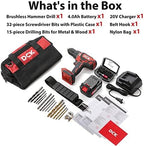 DCK 20V Brushless Hammer Drill, 531 in.lbs, 36000 BPM, 1/2" Keyless All-Metal Chuck, 4.0Ah Battery, 22+1+1 Clutch, Impact Drill Kit for Drilling Brick Wall, Metal, Wood, KDJZ05-13