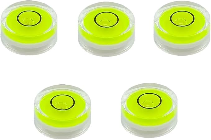 5Pcs Small Circular Bubble Levels with Double Sided Adhesive Bottom Mini Little Stick-on Bubble Spirit Level Measuring Layout Tools Levels (15x6mm)