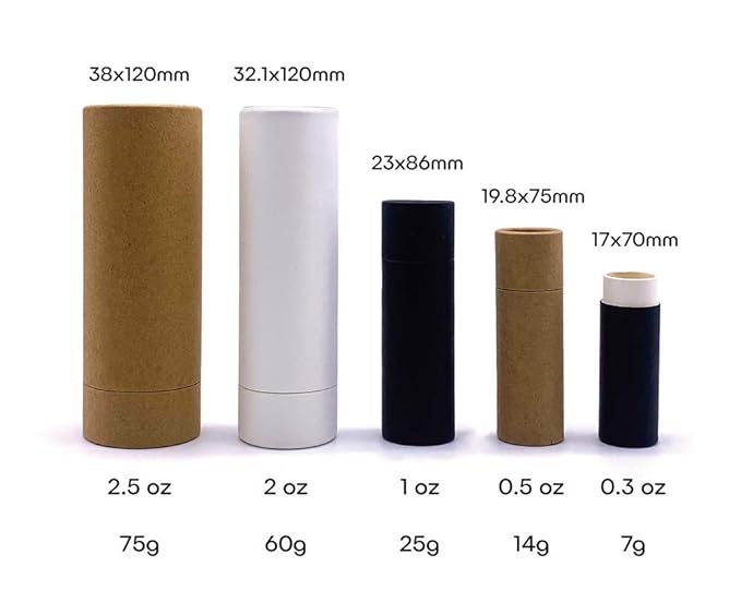 10 Pcs 1 Oz Paperboard Lip Balm Tubes Cardboard Krafts Paper Lipstick Tube Empty Lip Gloss Container Refillable Paper Round Solid Perfume Tube Chapstick Tube DIY Cosmetic Deodorant (Black)-VeraVaultWomen