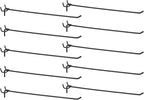 HARFINGTON 10pcs Pegboard Shelving Hooks 12" Stainless Steel Peg Board Display Hook Hanging Holders Wall Mount Organize Tools for Workbench Garage Kitchen Store, Black