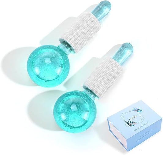 Ice Globes for Facials- Freezer Free Face Rollers with Essence for Daily Beauty Routines, Skin Massagers Globes Durable Quartz Glass for Reduce Puffiness Skin Cooling (Update Green)-VeraVaultWomen