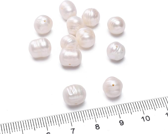 Natural Pearl Beads Potato 8-9mm White Freshwater Cultured Loose Gemstone Beads for DIY Jewelry Making 13.8''/Strand HQ