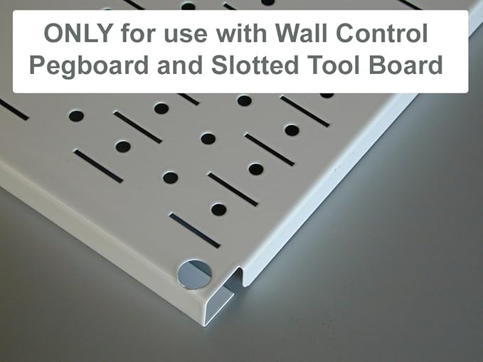 Wall Control Pegboard Organizer 4 ft. Metal Pegboard Standard Tool Storage Kit & Pegboard Paper Towel Holder and Dowel Rod Pegboard Shelf Assembly for Pegboard and Slotted Tool Board – White