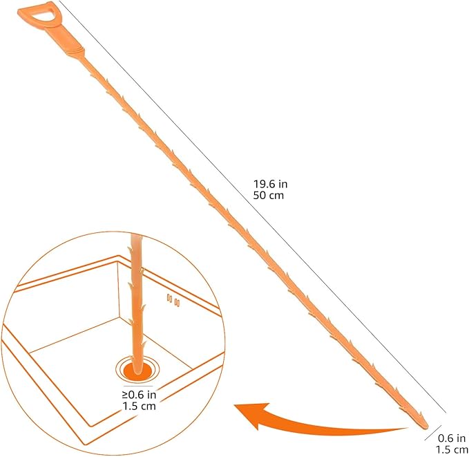 Amazon Basics Drain Clog Remover Tool, Includes 5 Plastic and 1 Stainless Drain Snakes, Effectively Clean Hair and Other Clog for Toilet, Kitchen Sink, Bathroom Tub, 6 Pack