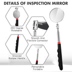 1 Pcs Telescoping Inspection Mirror Mechanics Automotive Tool with Long Handle Extendable Mirror on a Stick for Technicians Mechanics Contractors Checking Observation(Black,50mm Round)