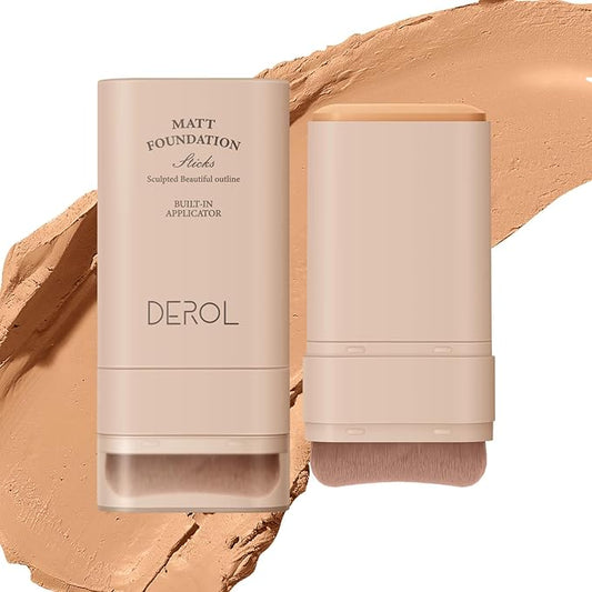 Multi-Use Foundation Stick Makeup with Brush,High Coverage Blendable Lightweight Contour Stick,Waterproof Flawless Natural Finish Creamy Foundation Makeup,Longwear Face Makeup Stick(#4)-VeraVaultWomen