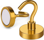 MIKEDE Magnetic Hooks Heavy Duty, 40 Lbs Magnet with Hooks for Cruise Cabins, Strong Magnets Neodymium for Hanging, Magnetic Wall Hooks for Refrigerator, Locker, Workplace(Yellow, 10 Pack)